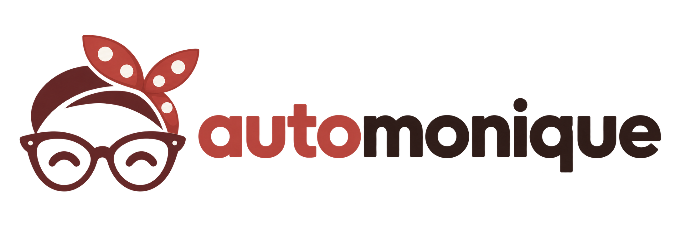 Logo éditorial automonique : emblème lunettes et foulard, suivi du nom